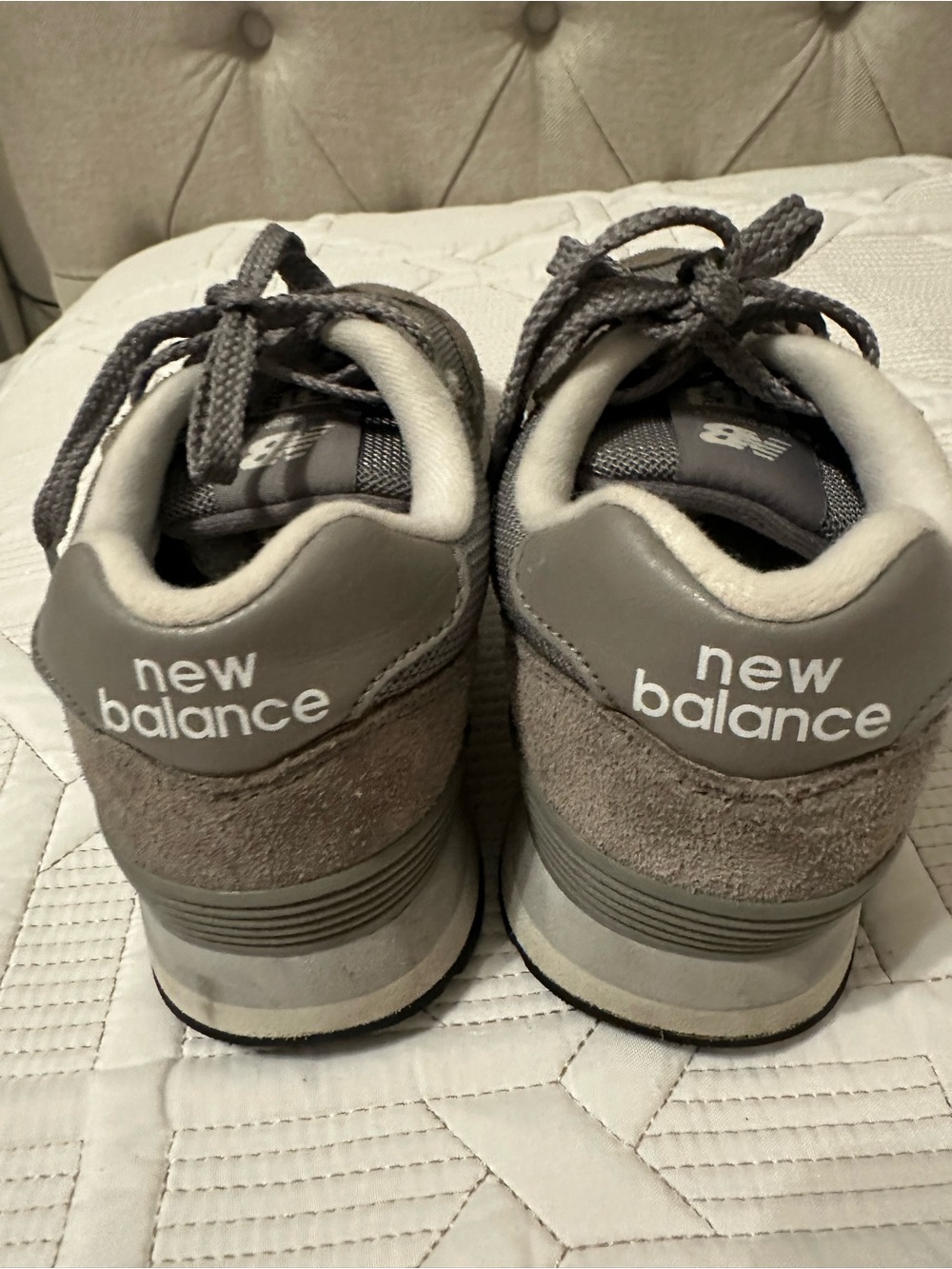 New Balance Gray and White 515 Women's Athletic Sneakers - Picture 4 of 8